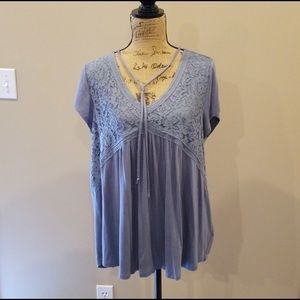 Maurices cor flower blue dress blouse tee